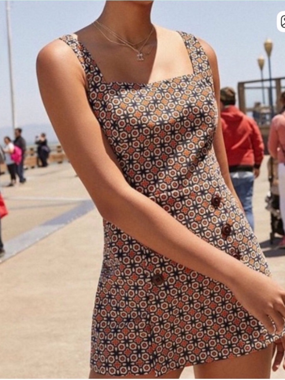 BDG Geometric Square-Neck Mini Romper